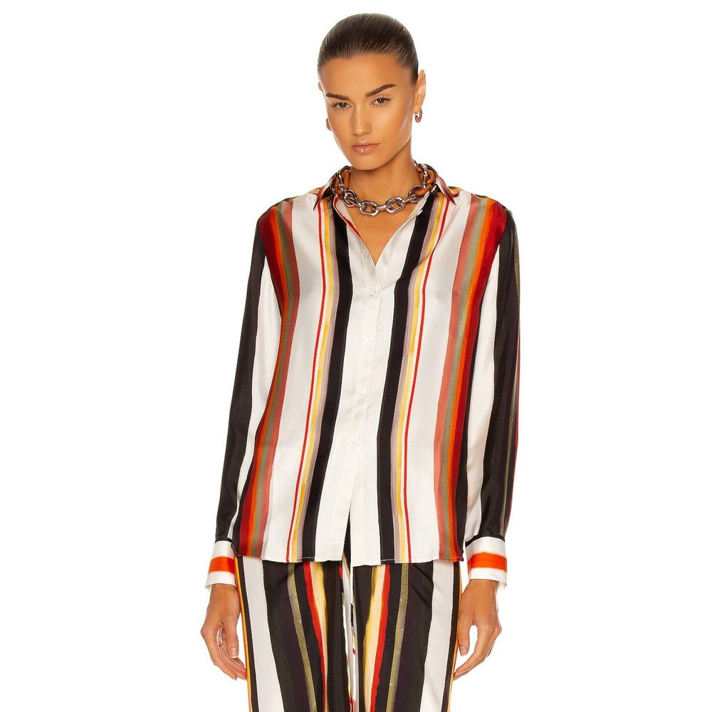 Christopher Esber Women's Button Up Slim Striped Shirt Blouse Size 6